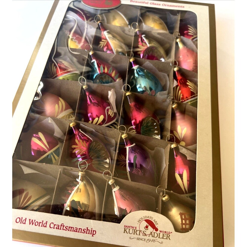 NEW Kurt Adler Early Years 24 VTG Mini Glass Ornament Christmas Tree Ornaments